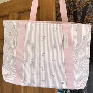 Victoria's Secret Light Pink Striped Tote